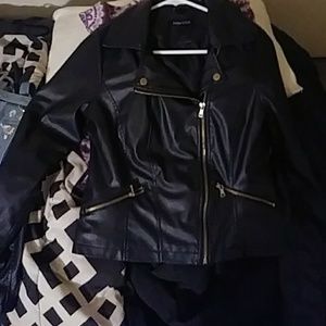A lether button and zipper jacket